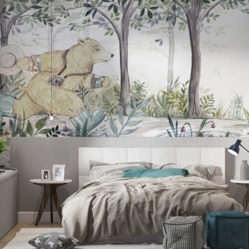 Bear and Forest Urs si Padure Mural Wallpaper Fototapet Personalizat Zenaria Tapet Late Teddy