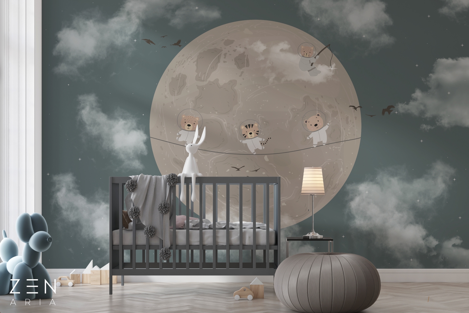 Bear and Moon Animale Nori si Luna Mural Wallpaper Fototapet Personalizat Zenaria Tapet Lunar Fun