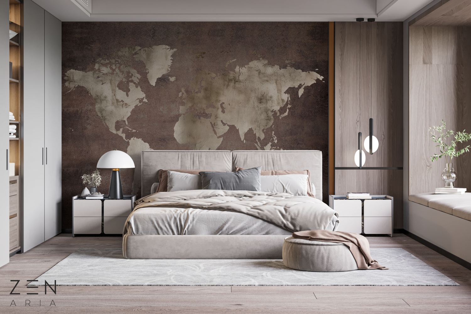 Brown and Map Harta si Lumii Mural Wallpaper Fototapet Personalizat Zenaria Tapet Vintage Realms