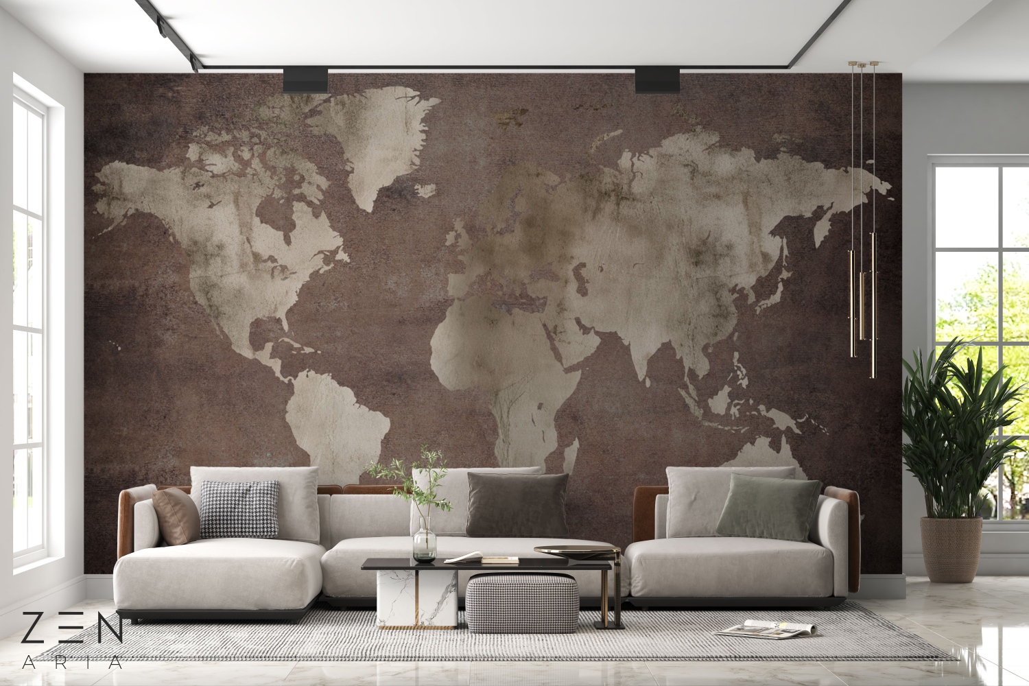 Brown and Map Harta si Lumii Mural Wallpaper Fototapet Personalizat Zenaria Tapet Vintage Realms