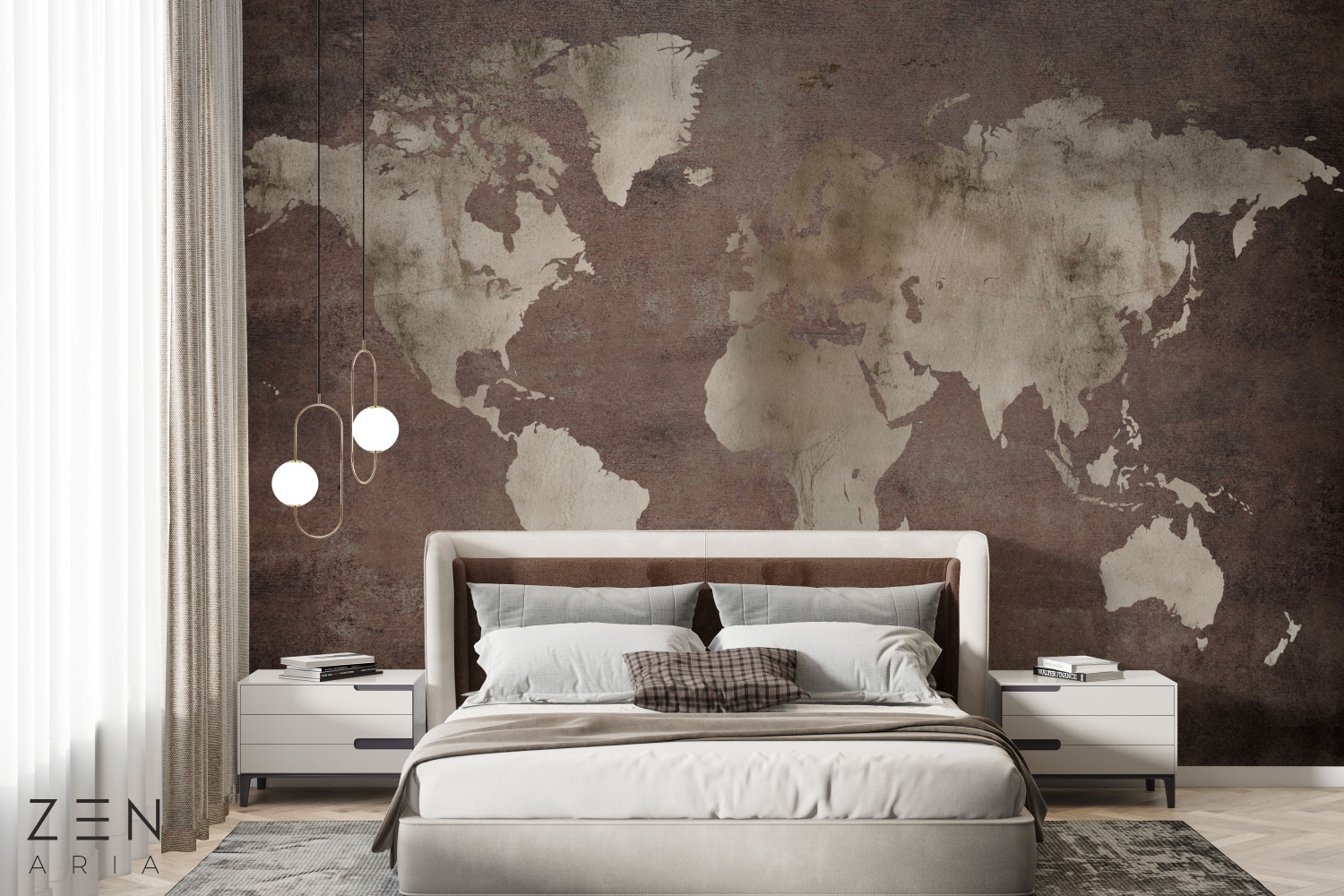 Brown and Map Harta si Lumii Mural Wallpaper Fototapet Personalizat Zenaria Tapet Vintage Realms