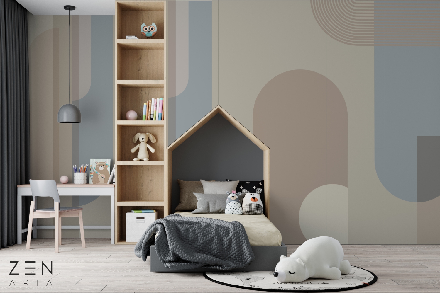 Curves and Lines Linii si Semi Cerc Mural Wallpaper Fototapet Personalizat Zenaria Tapet Hideaway Hues