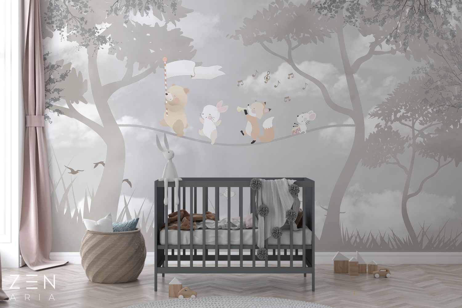 Forest and Birds Cantareti si Padure Mural Wallpaper Fototapet Personalizat Zenaria Tapet Floating Joy