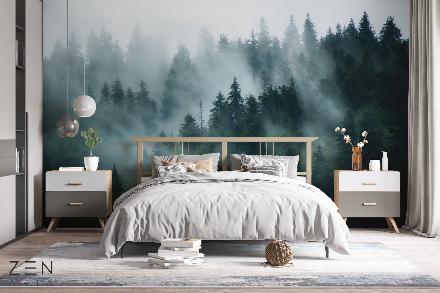 Forest and Fog Ceata si Padure Mural Wallpaper Fototapet Personalizat Zenaria Tapet Woodland Haze