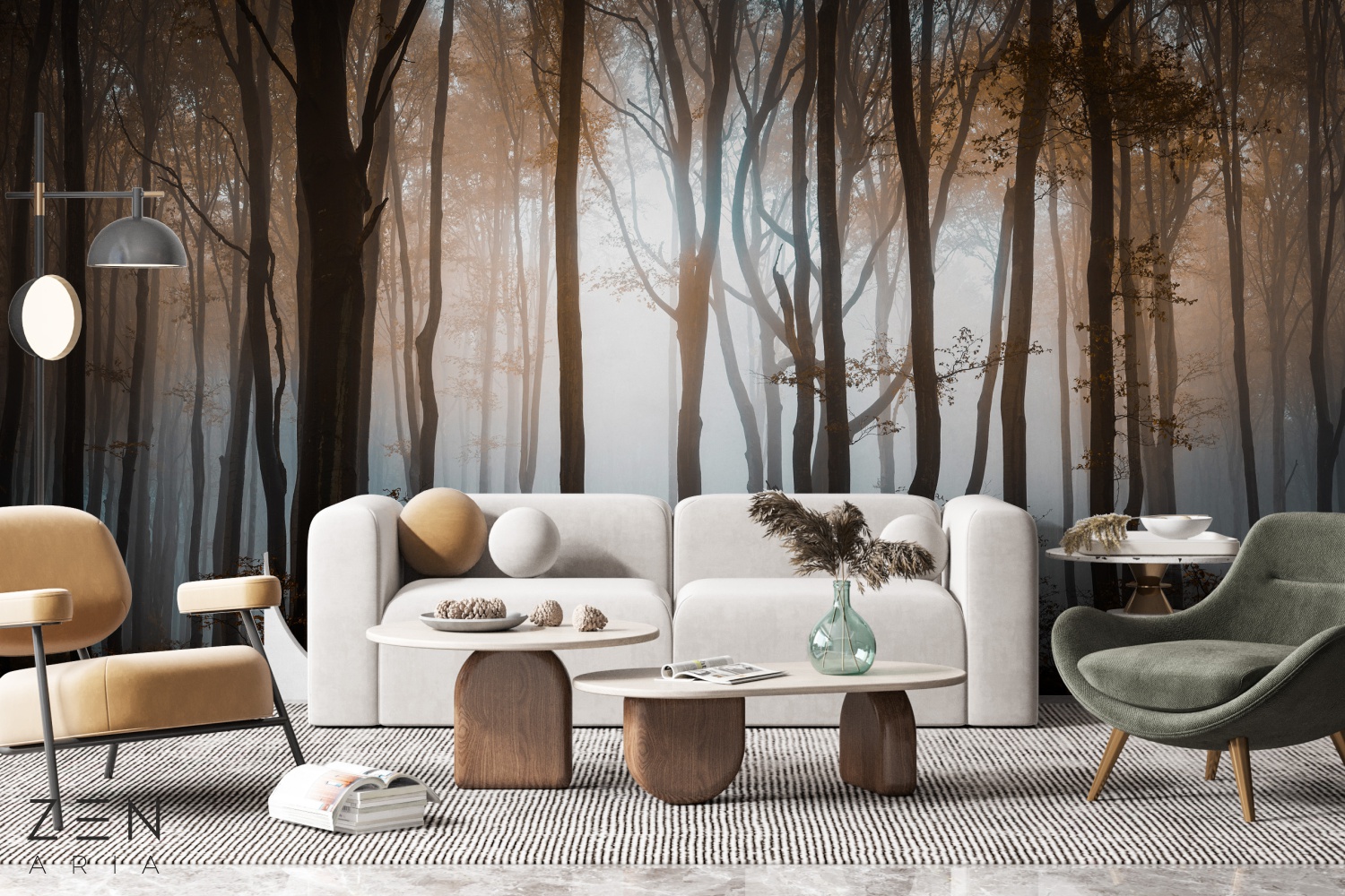 Forest and Tree Padure si Ceata Mural Wallpaper Fototapet Personalizat Zenaria Tapet Foggy Thicket