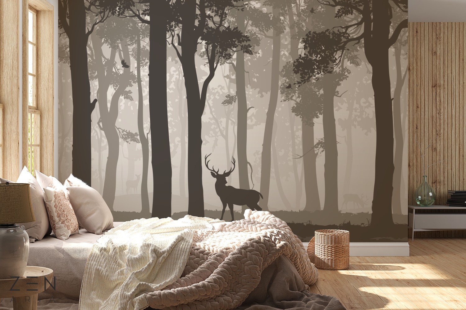 Forest and Whisper Cerb si Padure Mural Wallpaper Fototapet Personalizat Zenaria Tapet Woodland Whisper