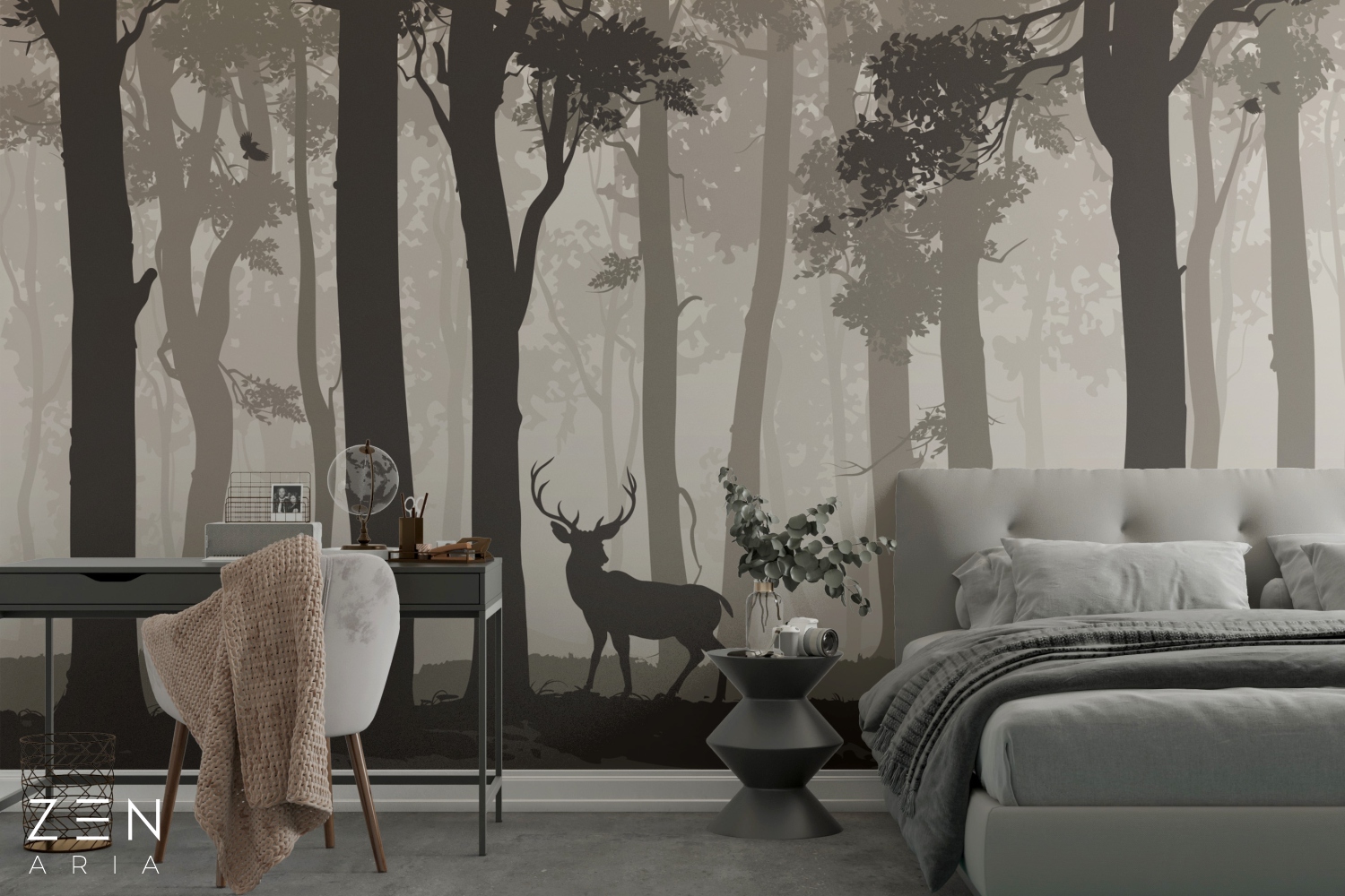 Forest and Whisper Cerb si Padure Mural Wallpaper Fototapet Personalizat Zenaria Tapet Woodland Whisper