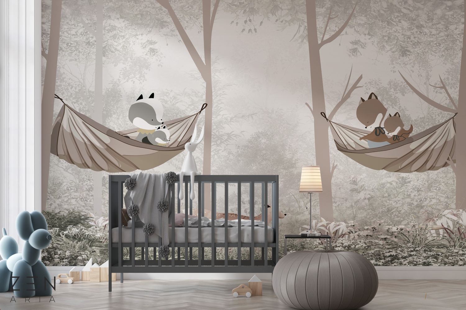 Fox and Tree Animale Padure si Hamac Mural Wallpaper Fototapet Personalizat Zenaria Tapet Hammock Haven