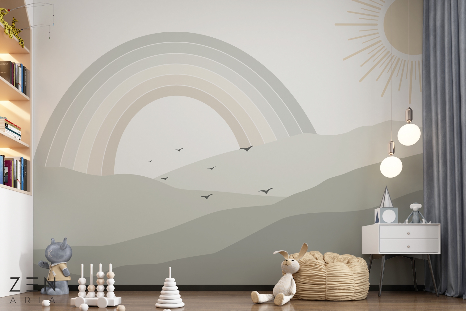 Hills and Sun Dealuri si Soare Mural Wallpaper Fototapet Personalizat Zenaria Tapet Harmony Heights