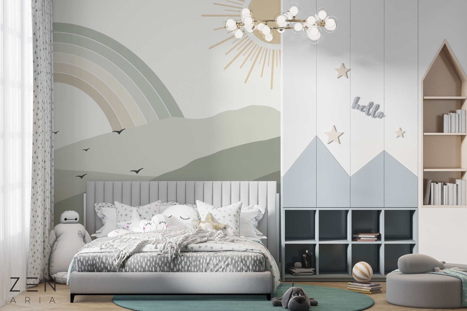 Hills and Sun Dealuri si Soare Mural Wallpaper Fototapet Personalizat Zenaria Tapet Harmony Heights