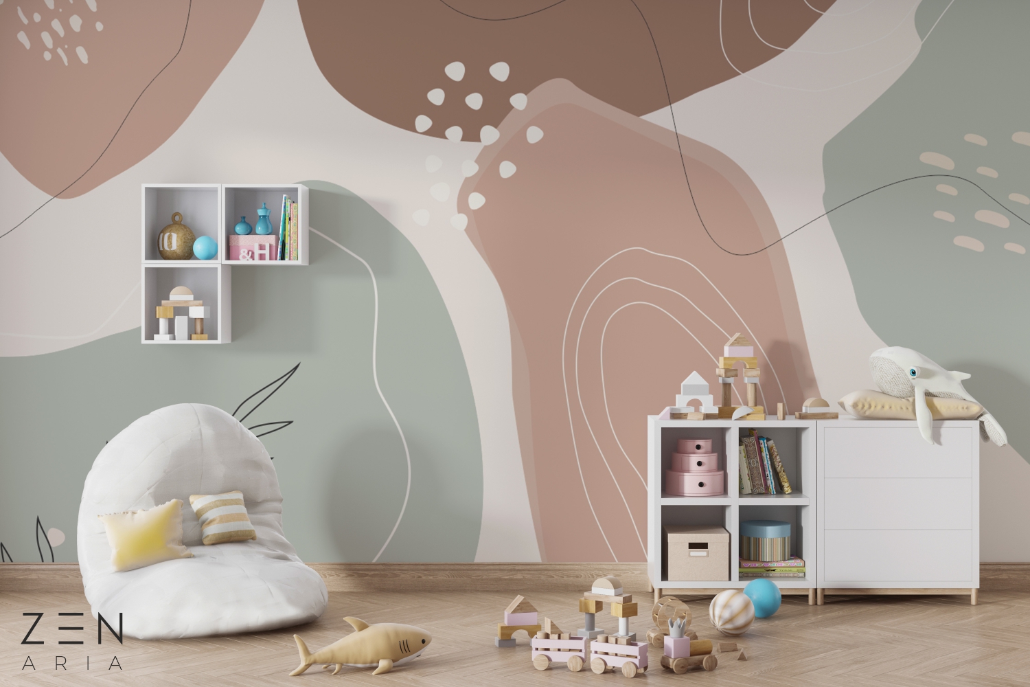 Spots and Flower Flori si Linii Mural Wallpaper Fototapet Personalizat Zenaria Tapet Blissful Blob