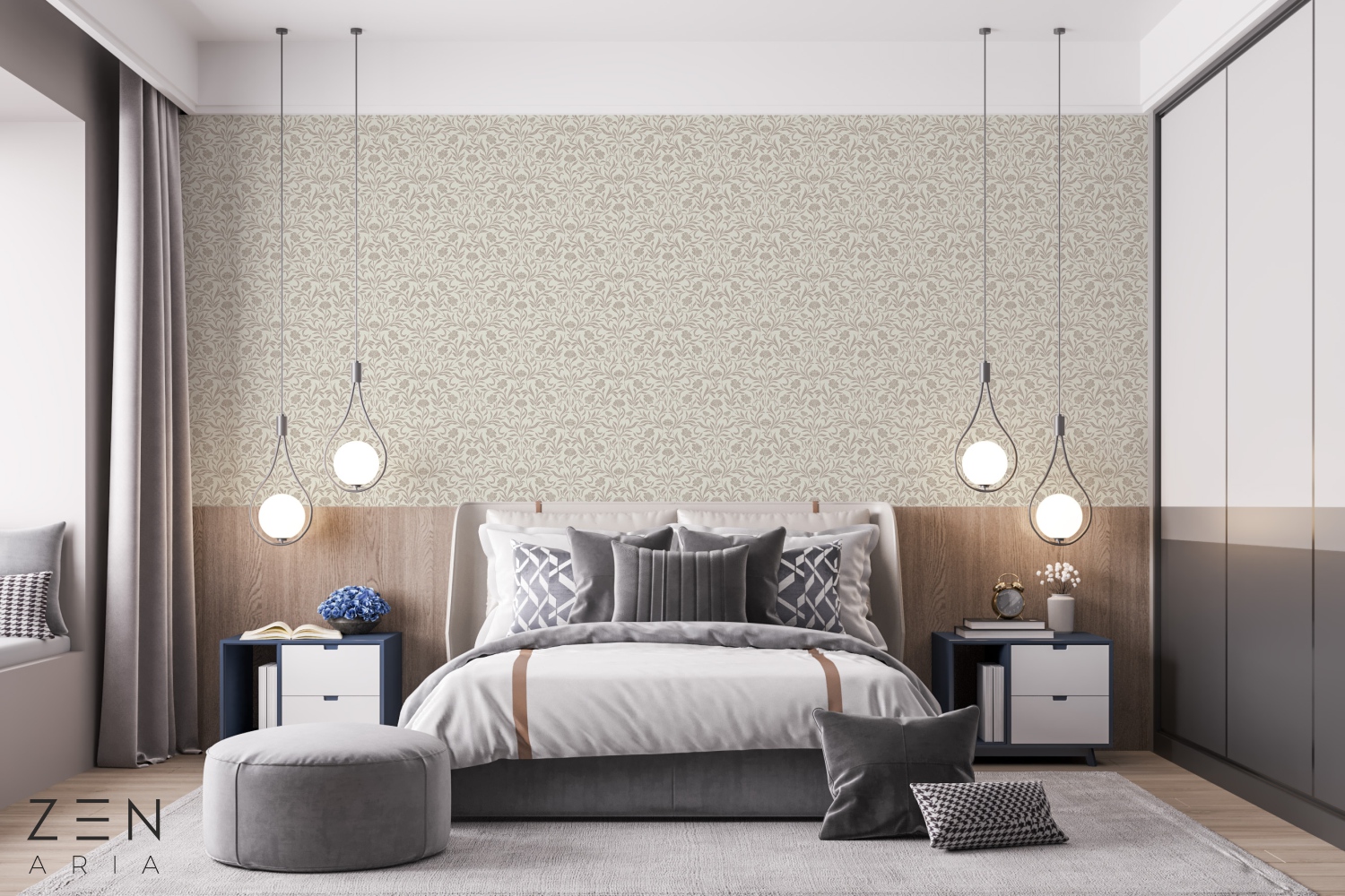 Branches and Leaf Crengute si Flori Mural Wallpaper Fototapet Personalizat Zenaria Tapet Floral Reverie Crem