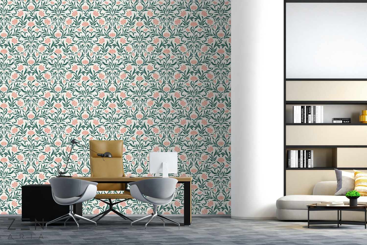 Branches and Leaf Crengute si Flori Mural Wallpaper Fototapet Personalizat Zenaria Tapet Floral Reverie Verde