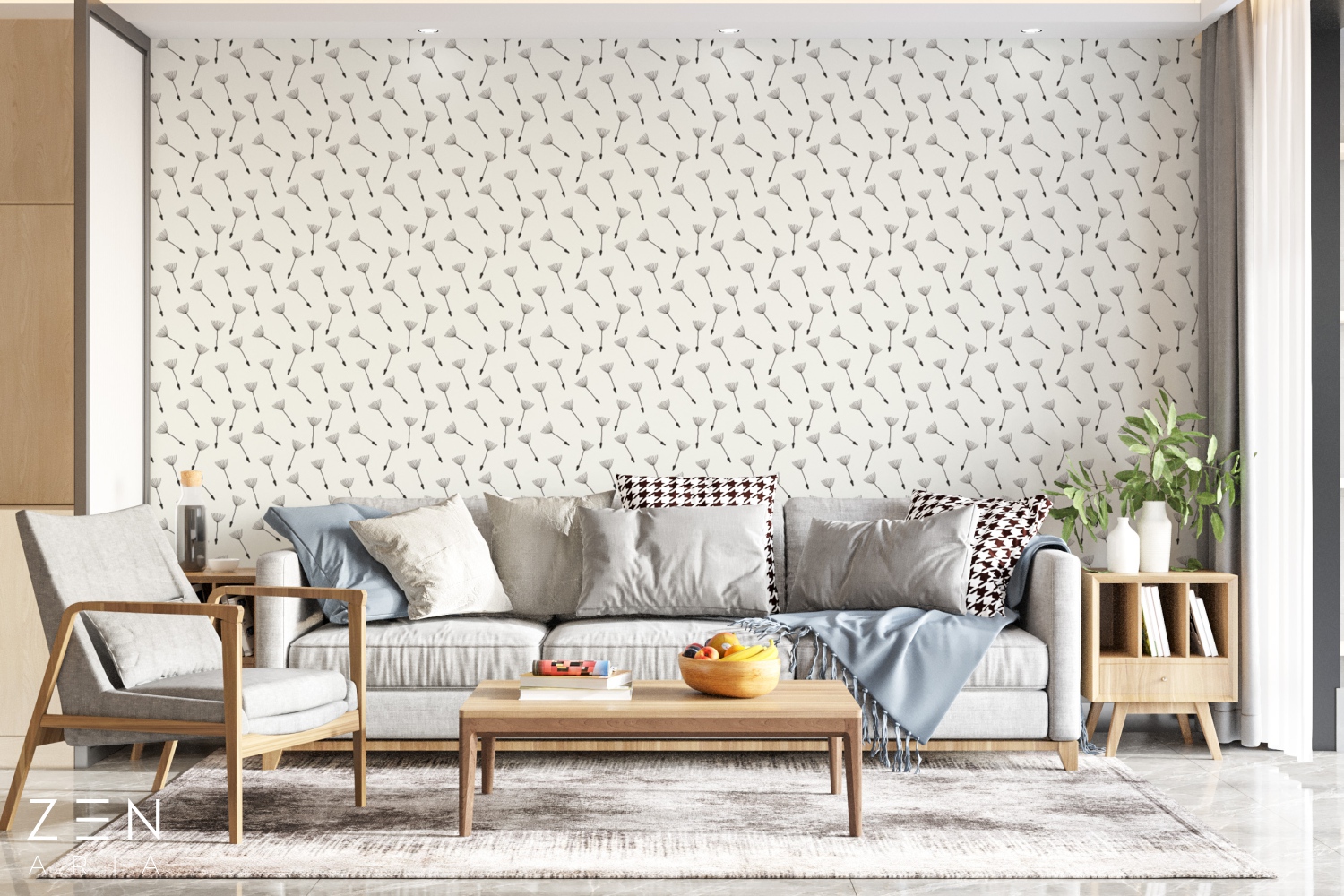 Dandelion and Pattern Papadii si Repetate Mural Wallpaper Fototapet Personalizat Zenaria Tapet Tender Touch