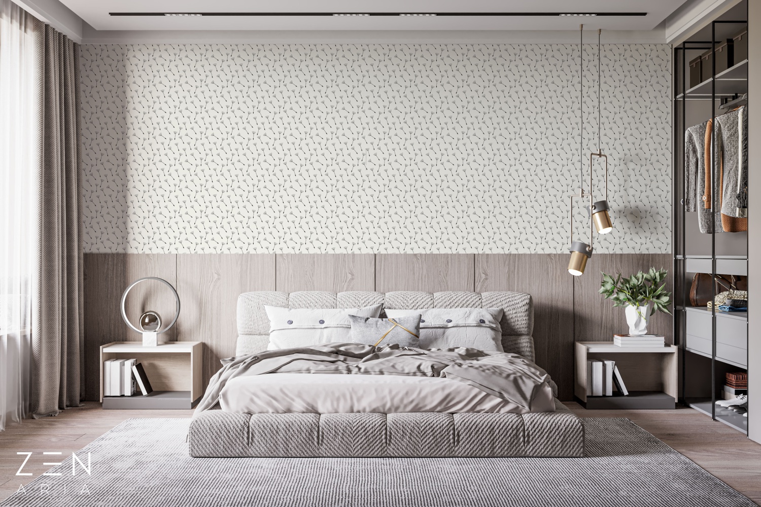 Dandelion and Pattern Papadii si Repetate Mural Wallpaper Fototapet Personalizat Zenaria Tapet Tender Touch Alb