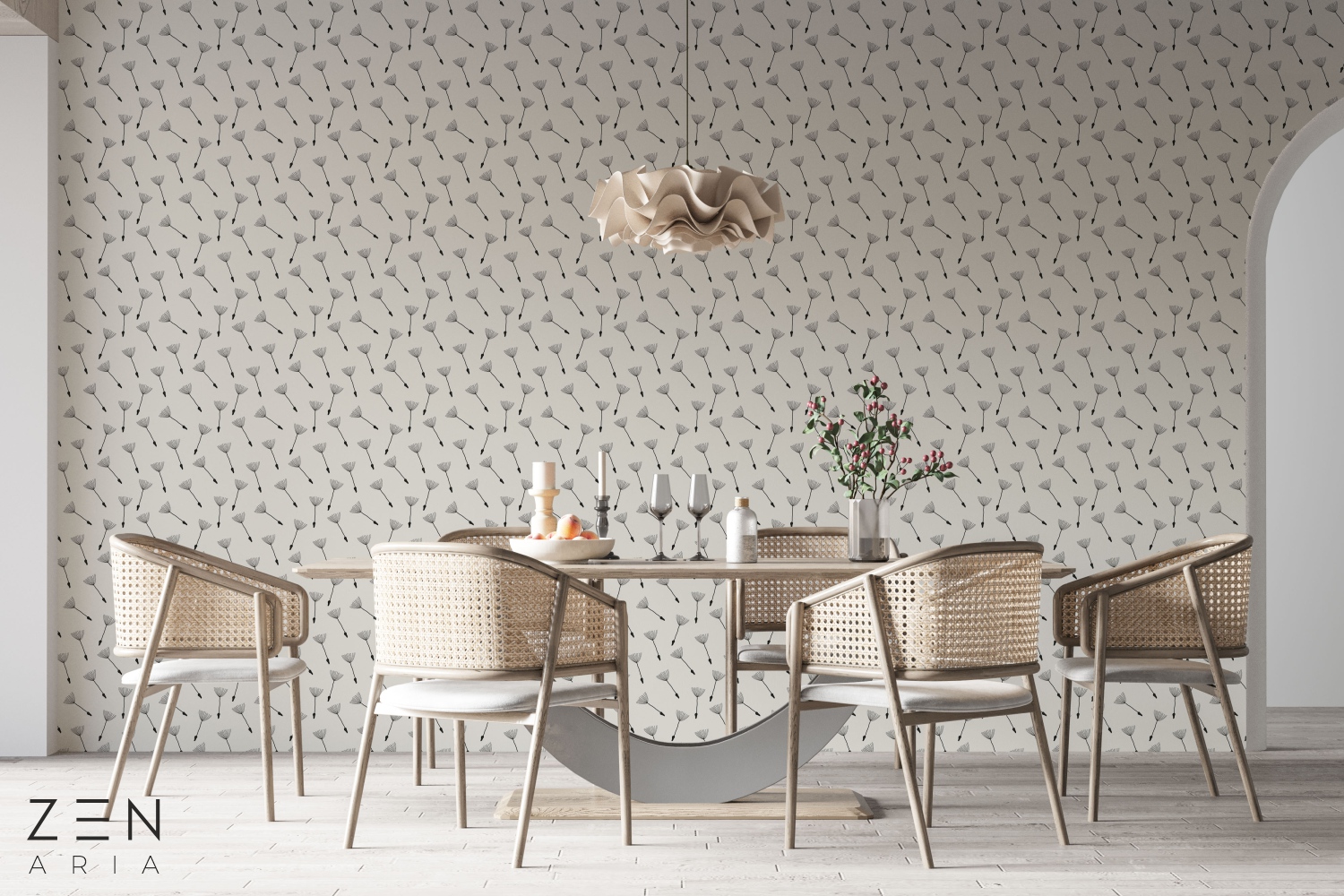 Dandelion and Pattern Papadii si Repetate Mural Wallpaper Fototapet Personalizat Zenaria Tapet Tender Touch