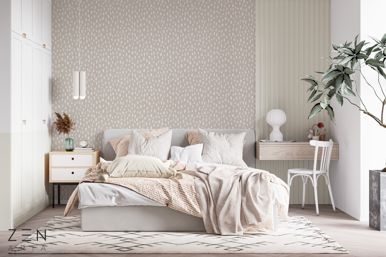 Happy and Points Punte si Pete Mural Wallpaper Fototapet Personalizat Zenaria Tapet Dotted Serenity