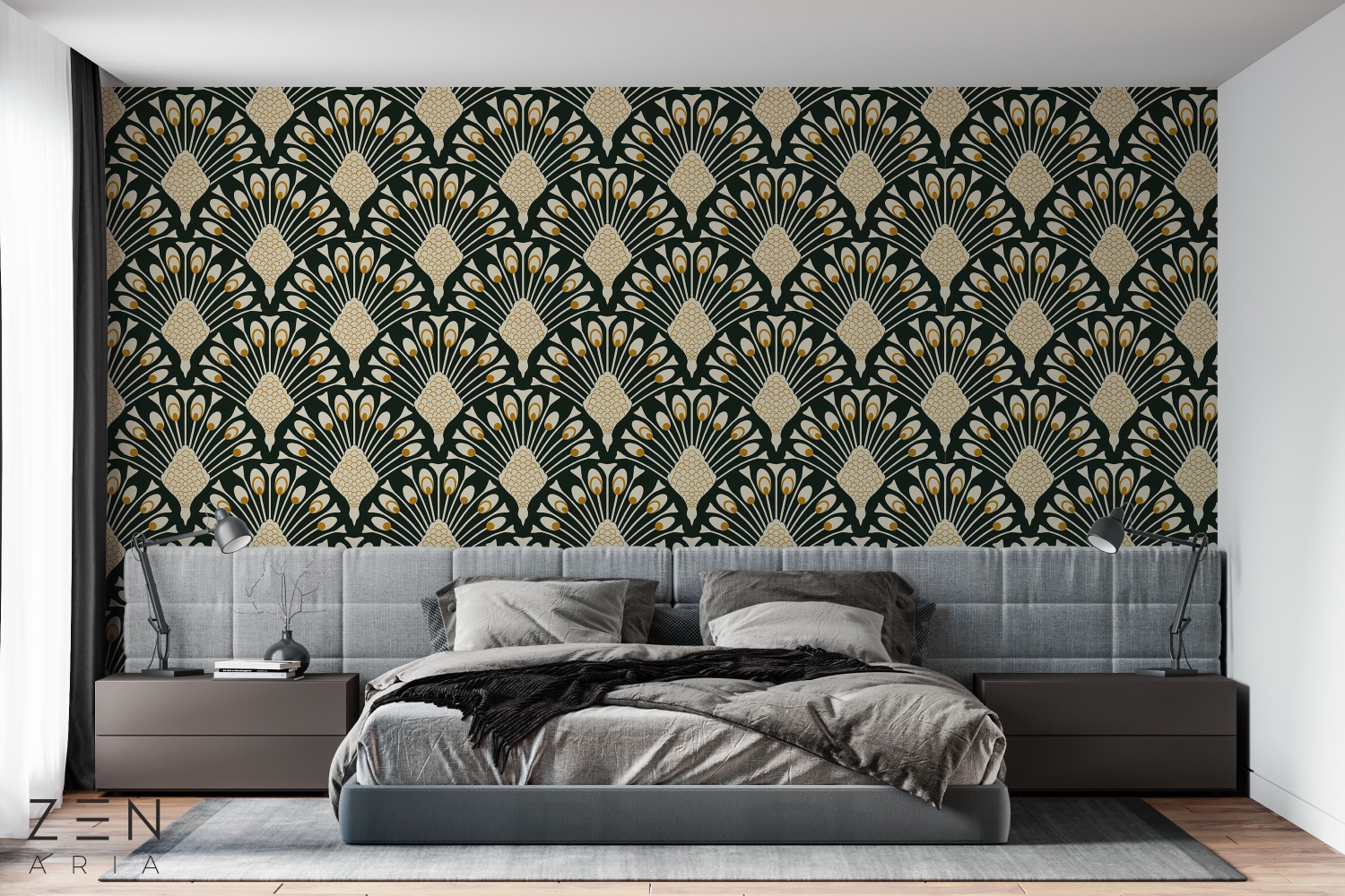 Feathers and Peacock Paun si Pene Mural Wallpaper Fototapet Personalizat Zenaria Tapet Majestic Mosaic