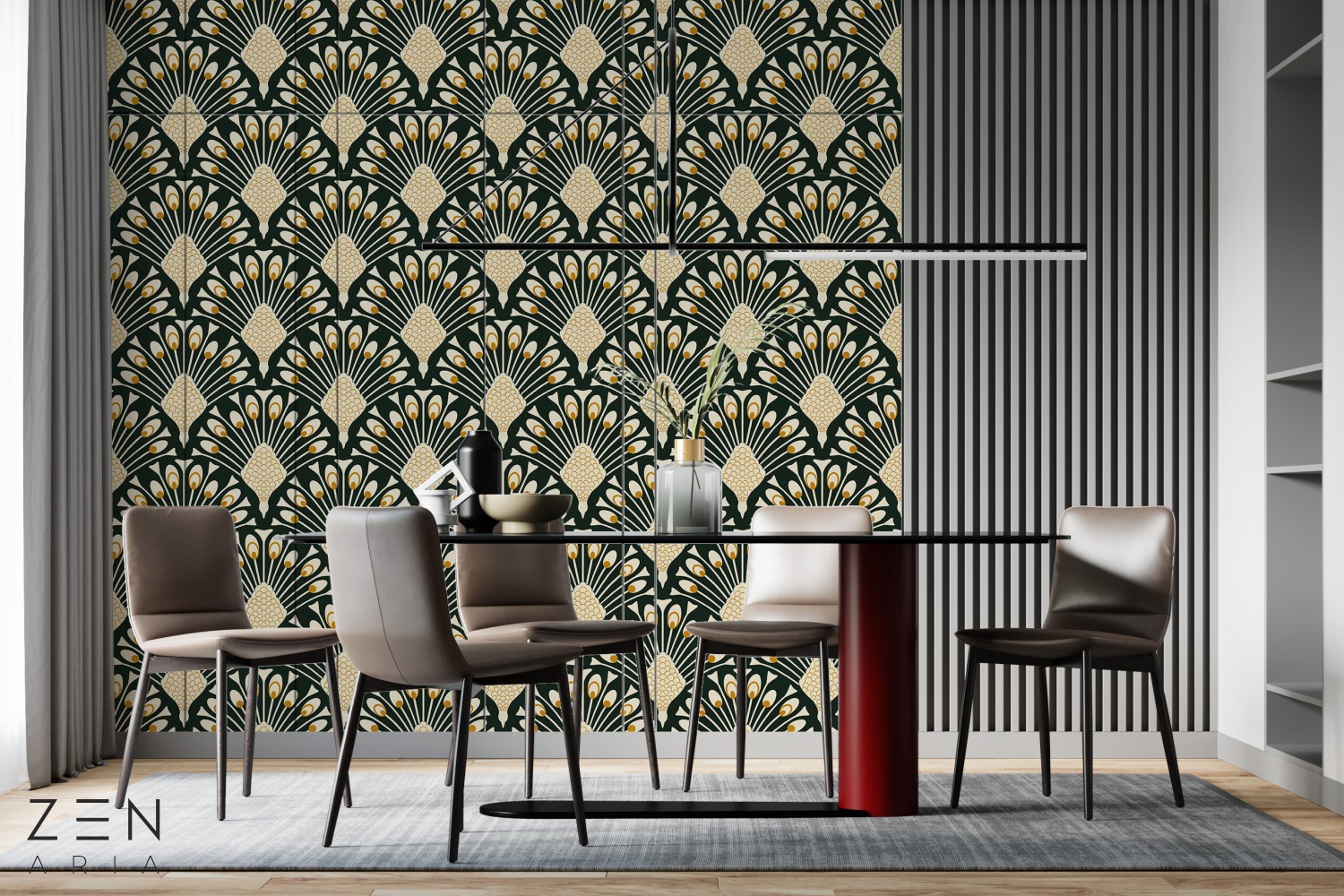 Feathers and Peacock Paun si Pene Mural Wallpaper Fototapet Personalizat Zenaria Tapet Majestic Mosaic