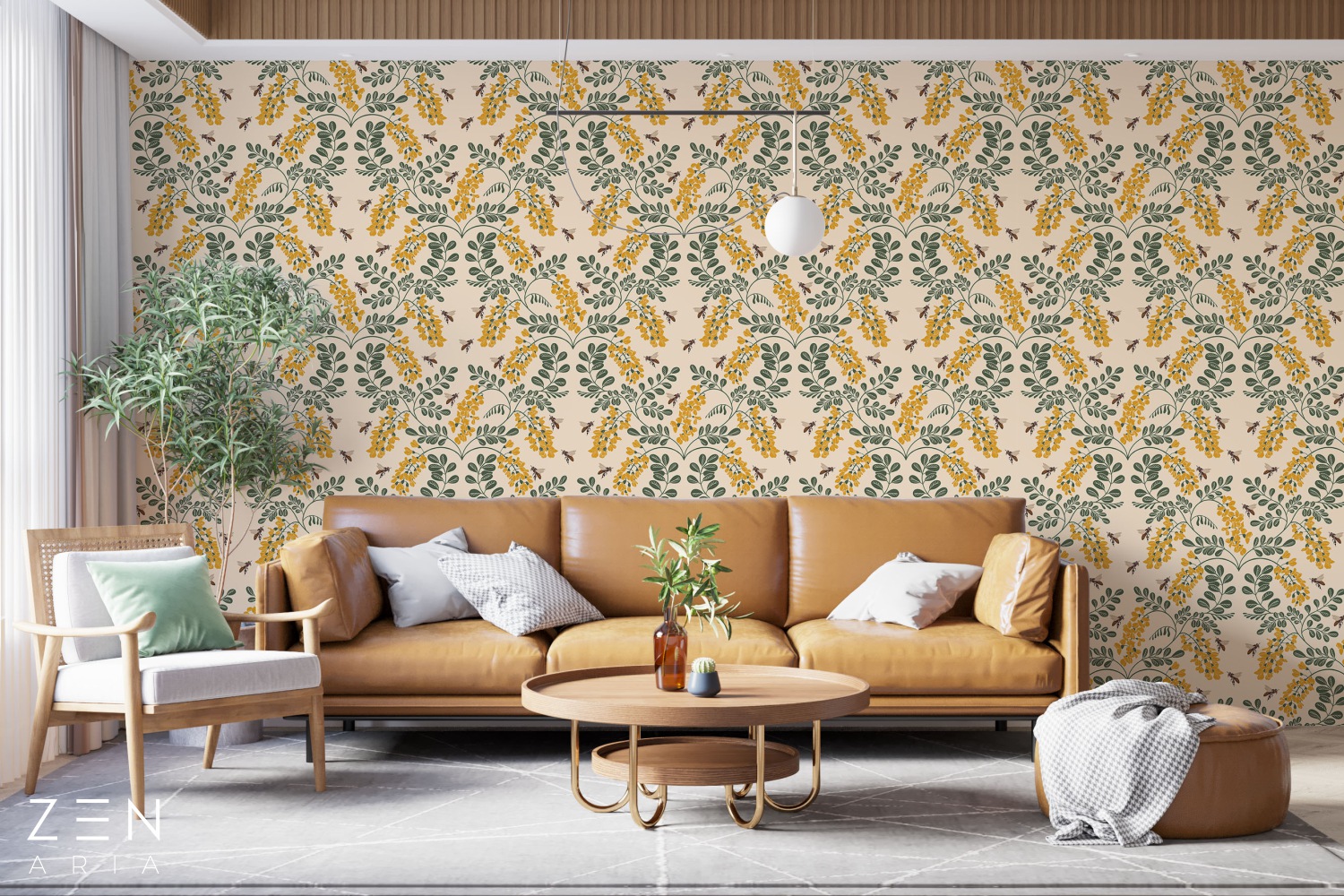 Flowers and Bees Flori si Albine Mural Wallpaper Fototapet Personalizat Zenaria Tapet Spring Serenade