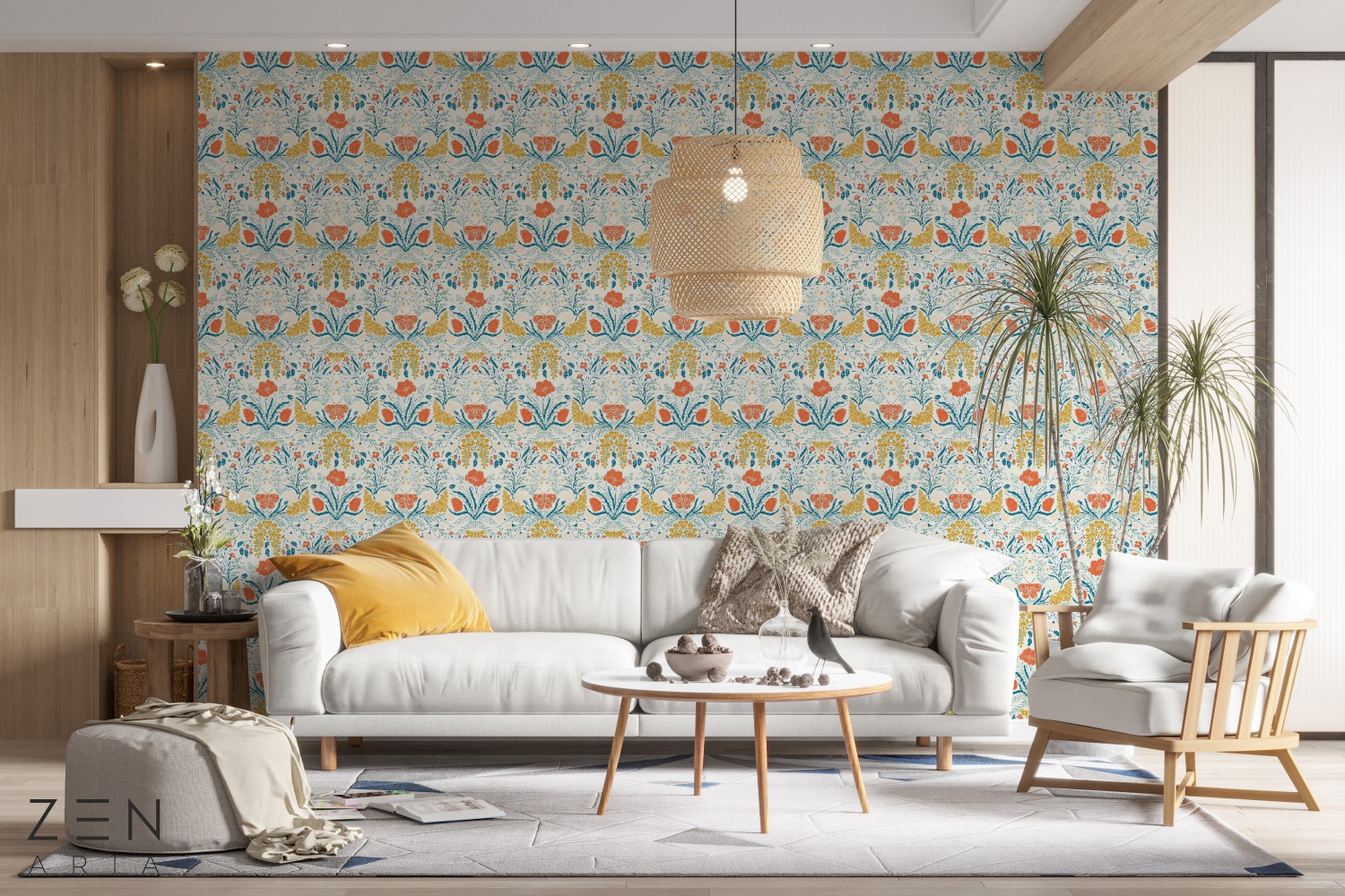 Flowers and Butterflies Fluturi si Flori Mural Wallpaper Fototapet Personalizat Zenaria Tapet Subtle Blooms