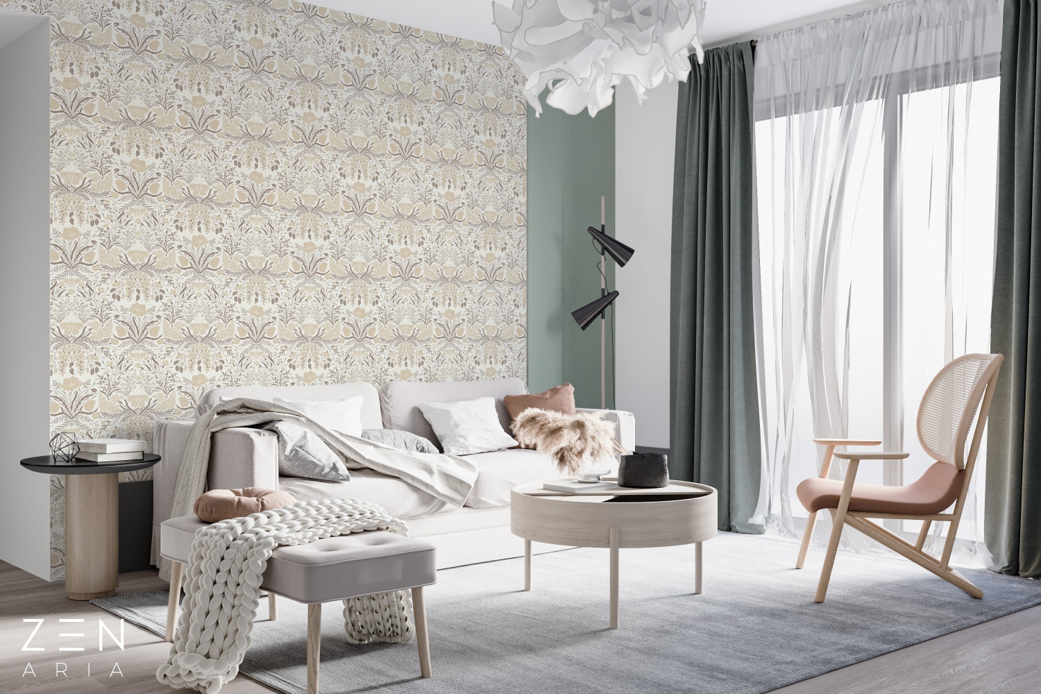 Flowers and Butterflies Fluturi si Flori Mural Wallpaper Fototapet Personalizat Zenaria Tapet Subtle Blooms