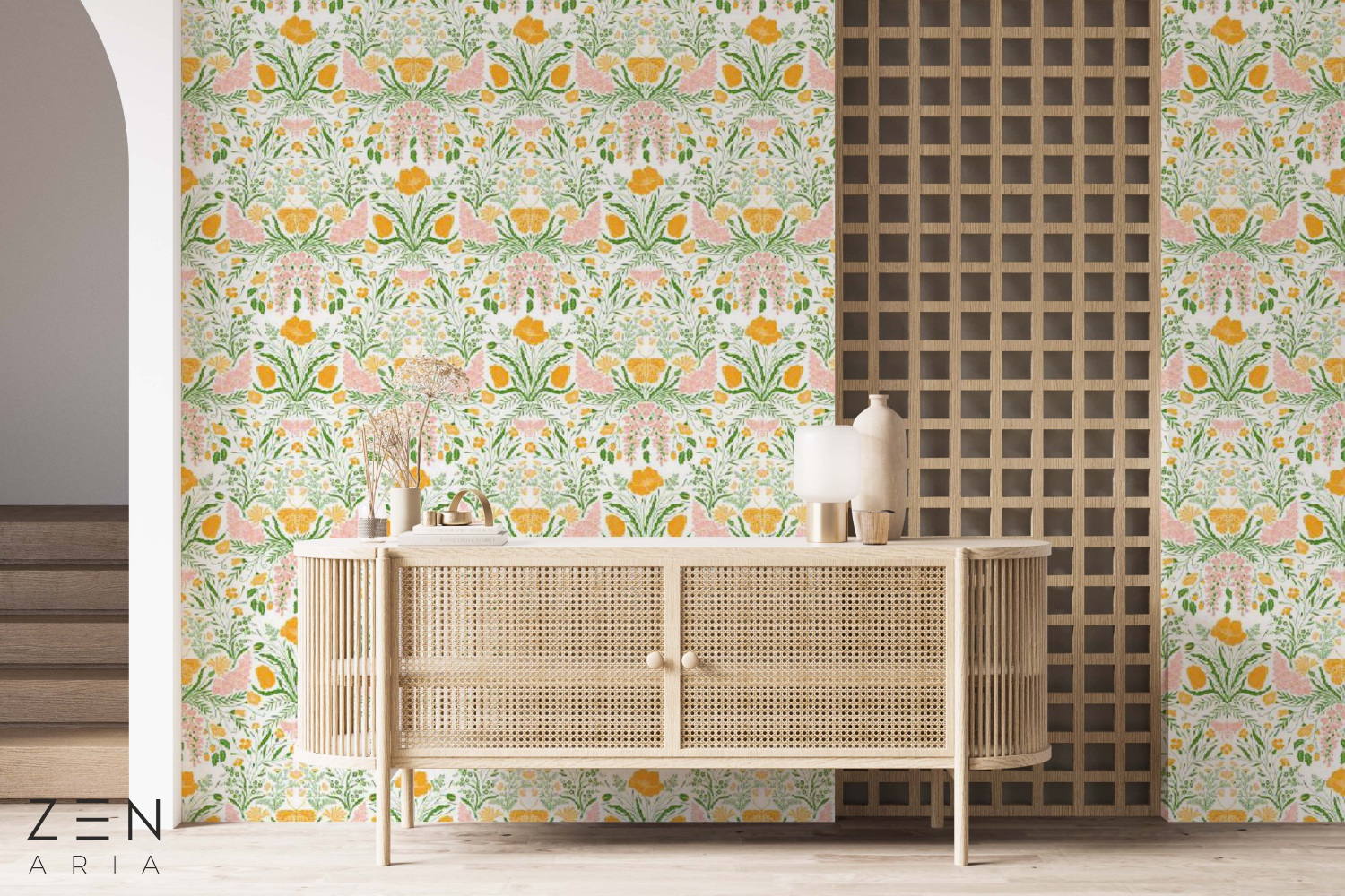 Flowers and Butterflies Fluturi si Flori Mural Wallpaper Fototapet Personalizat Zenaria Tapet Subtle Blooms