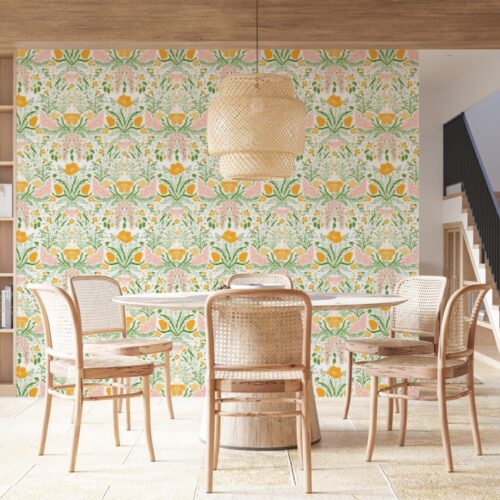 Flowers and Butterflies Fluturi si Flori Mural Wallpaper Fototapet Personalizat Zenaria Tapet Subtle Blooms