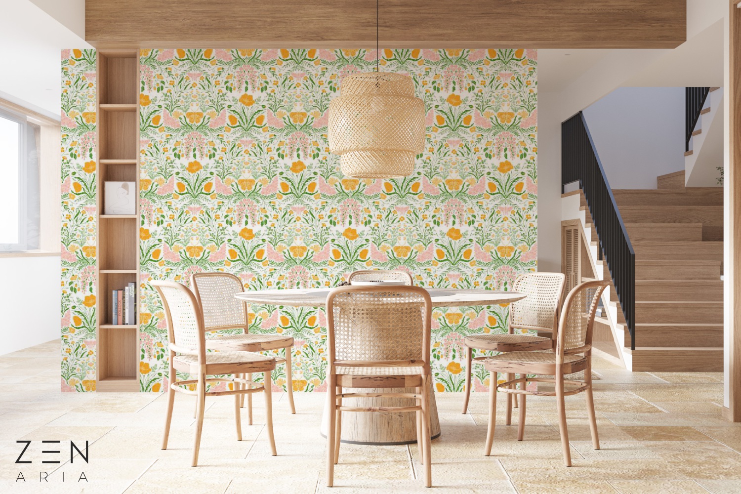 Flowers and Butterflies Fluturi si Flori Mural Wallpaper Fototapet Personalizat Zenaria Tapet Subtle Blooms