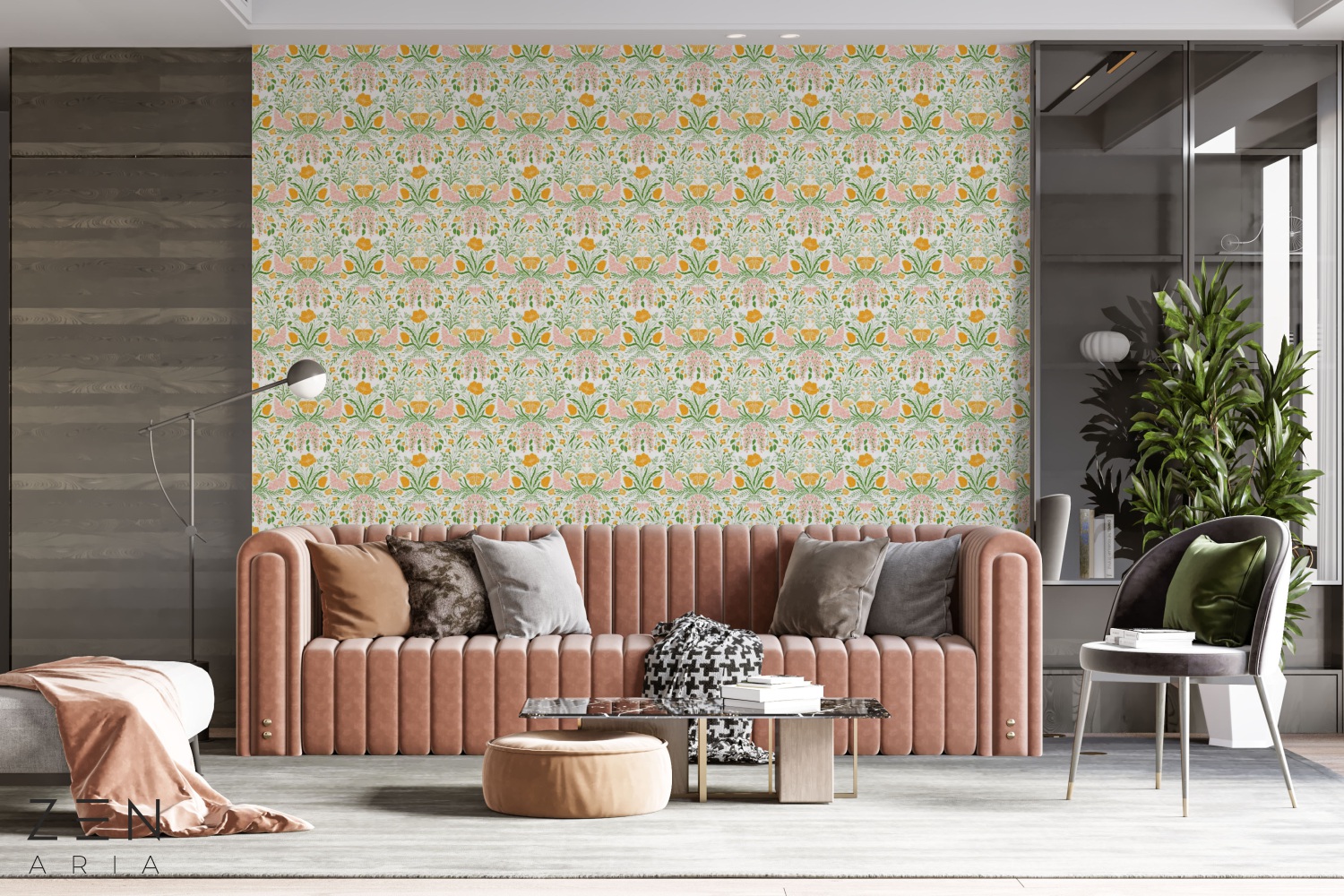 Flowers and Butterflies Fluturi si Flori Mural Wallpaper Fototapet Personalizat Zenaria Tapet Subtle Blooms