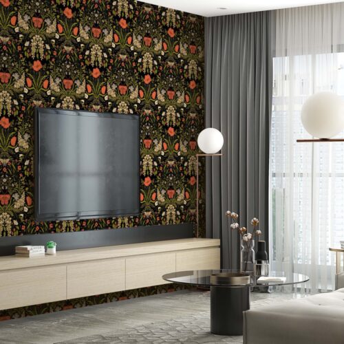 Flowers and Butterflies Fluturi si Flori Mural Wallpaper Fototapet Personalizat Zenaria Tapet Subtle Blooms