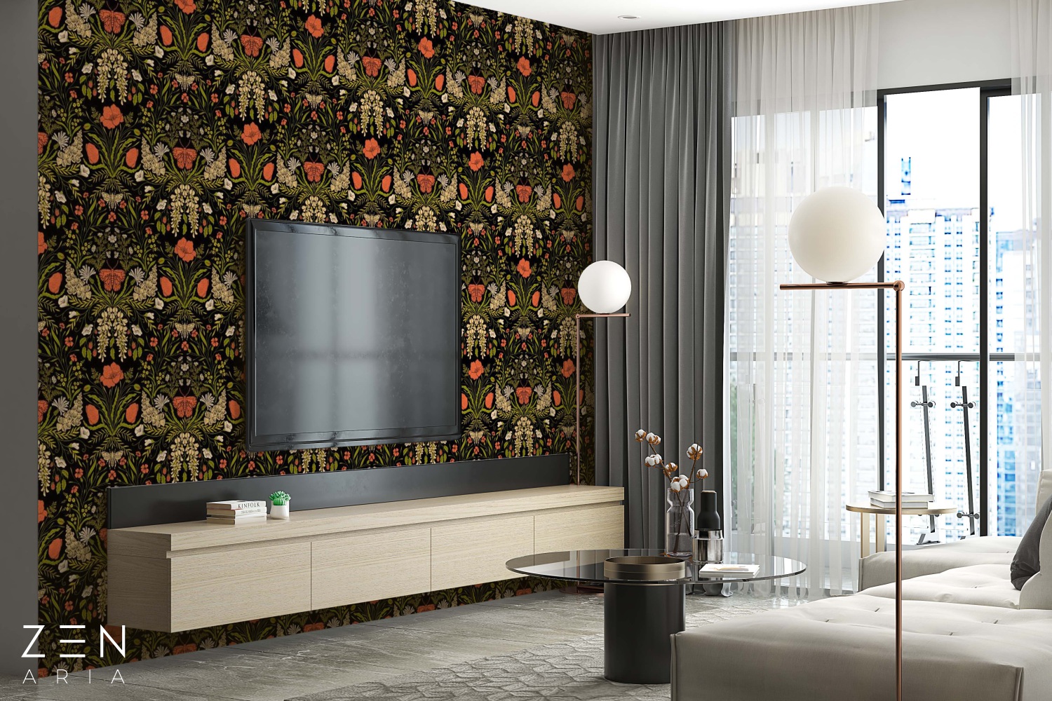 Flowers and Butterflies Fluturi si Flori Mural Wallpaper Fototapet Personalizat Zenaria Tapet Subtle Blooms