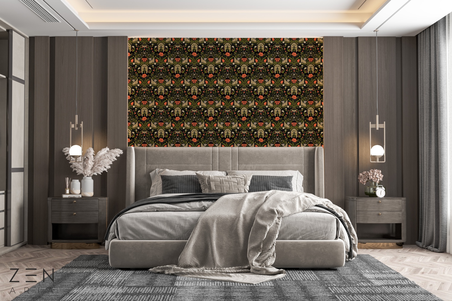 Flowers and Butterflies Fluturi si Flori Mural Wallpaper Fototapet Personalizat Zenaria Tapet Subtle Blooms