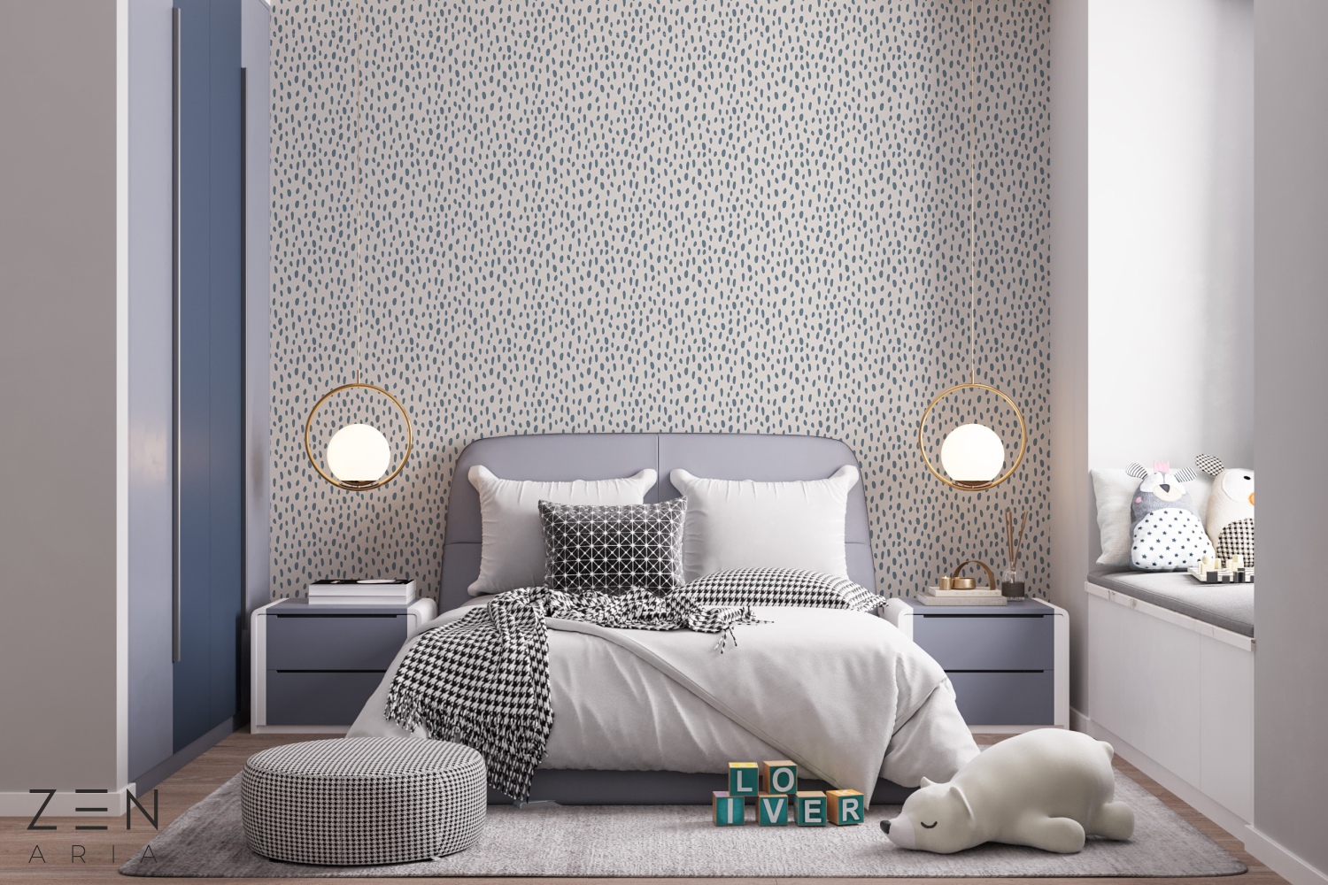 Happy and Points Punte si Pete Mural Wallpaper Fototapet Personalizat Zenaria Tapet Dotted Serenity