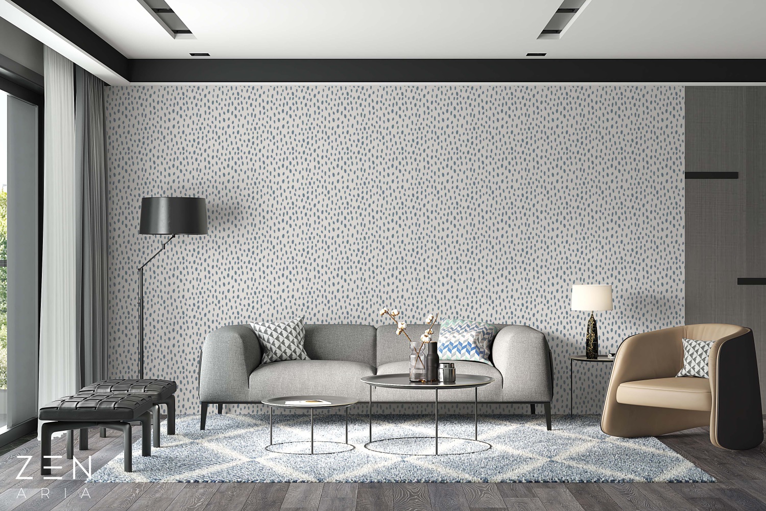 Happy and Points Punte si Pete Mural Wallpaper Fototapet Personalizat Zenaria Tapet Dotted Serenity