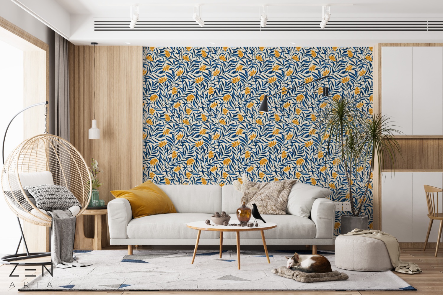 Leaf and Flower Flori si Crengi Mural Wallpaper Fototapet Personalizat Zenaria Tapet Blossom Rhythm