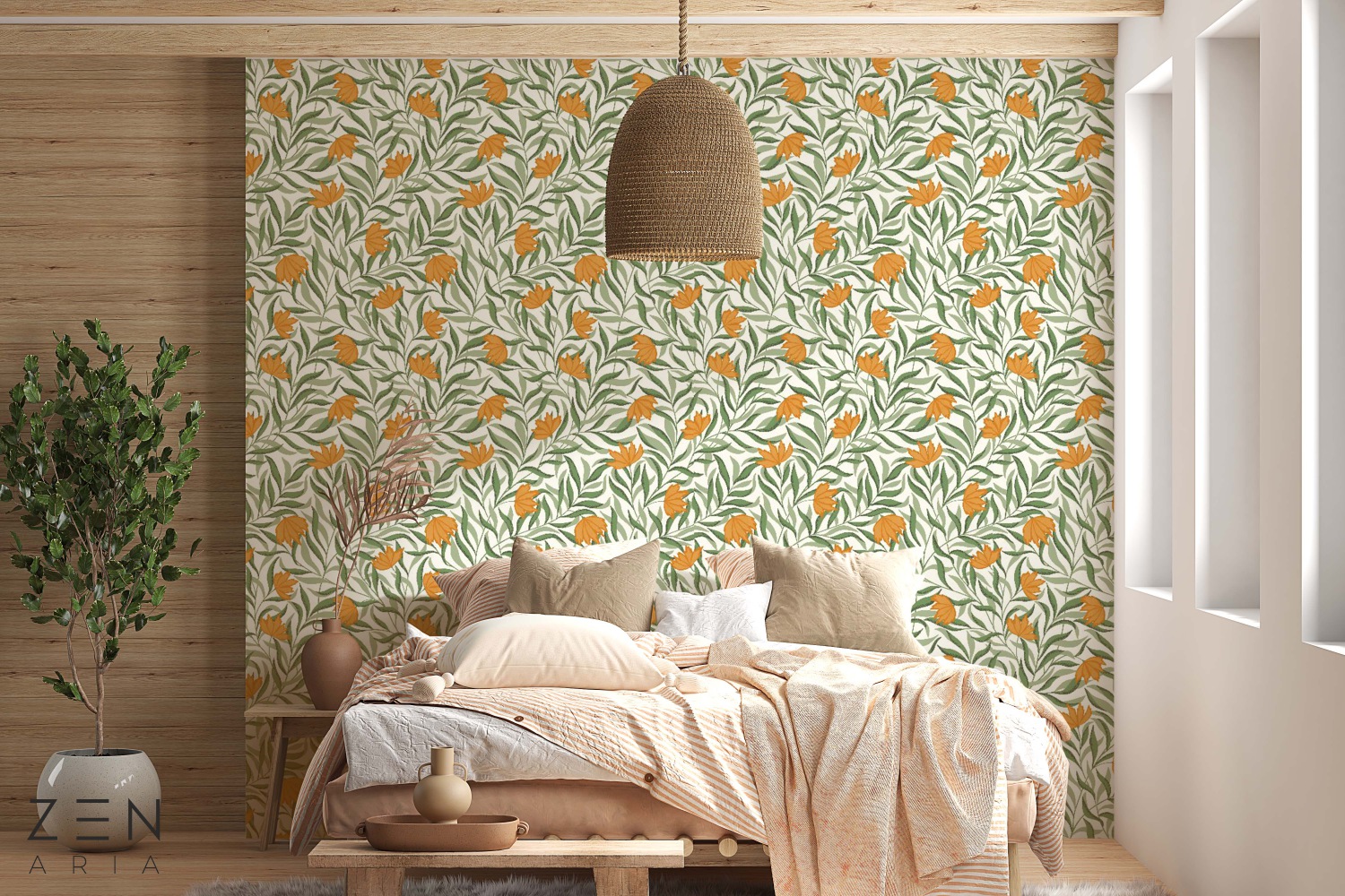 Leaf and Flower Flori si Crengi Mural Wallpaper Fototapet Personalizat Zenaria Tapet Blossom Rhythm