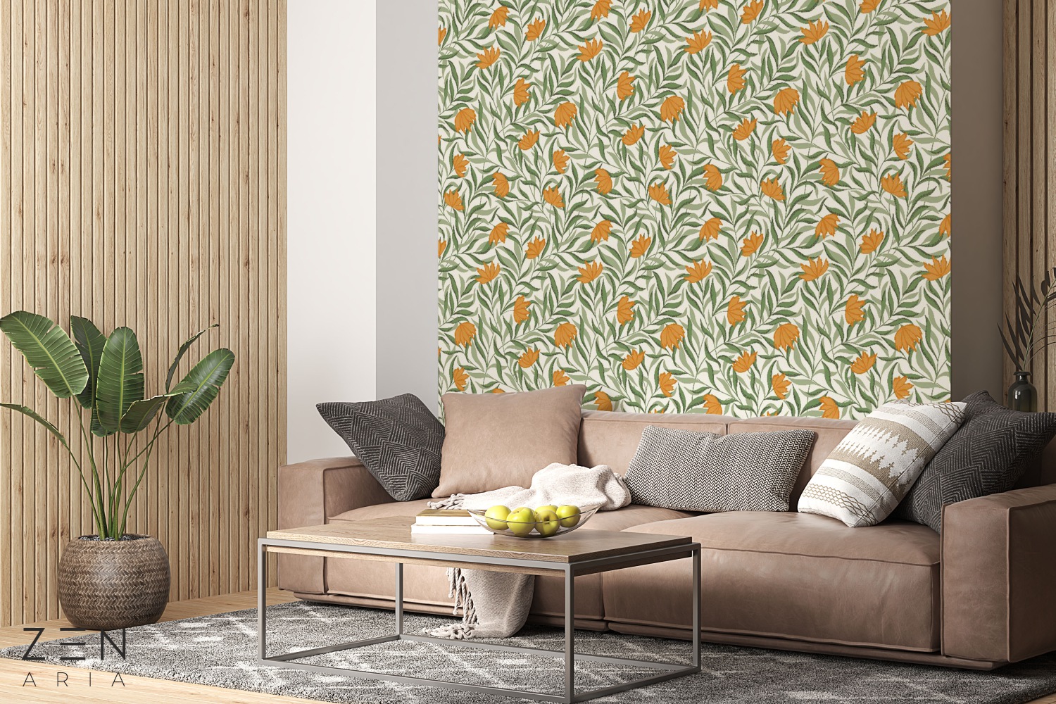 Leaf and Flower Flori si Crengi Mural Wallpaper Fototapet Personalizat Zenaria Tapet Blossom Rhythm