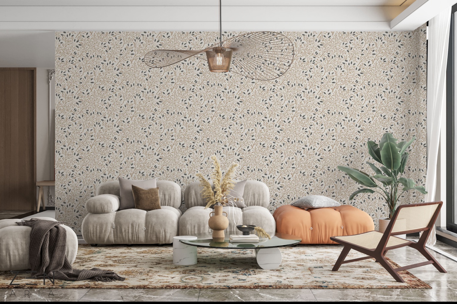 Leaves and Branches Crengi si Frunze Mural Wallpaper Fototapet Personalizat Zenaria Tapet Delicate Branches