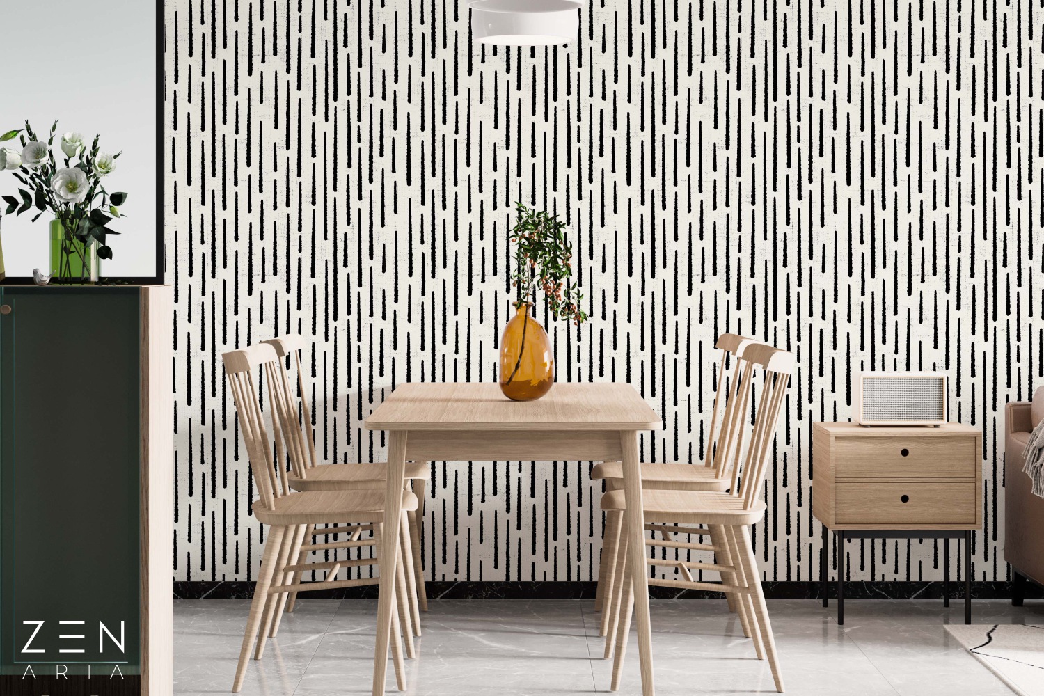 Repeat and Lines Linii si Repetate Mural Wallpaper Fototapet Personalizat Zenaria Tapet Rhythmic Lines Negru