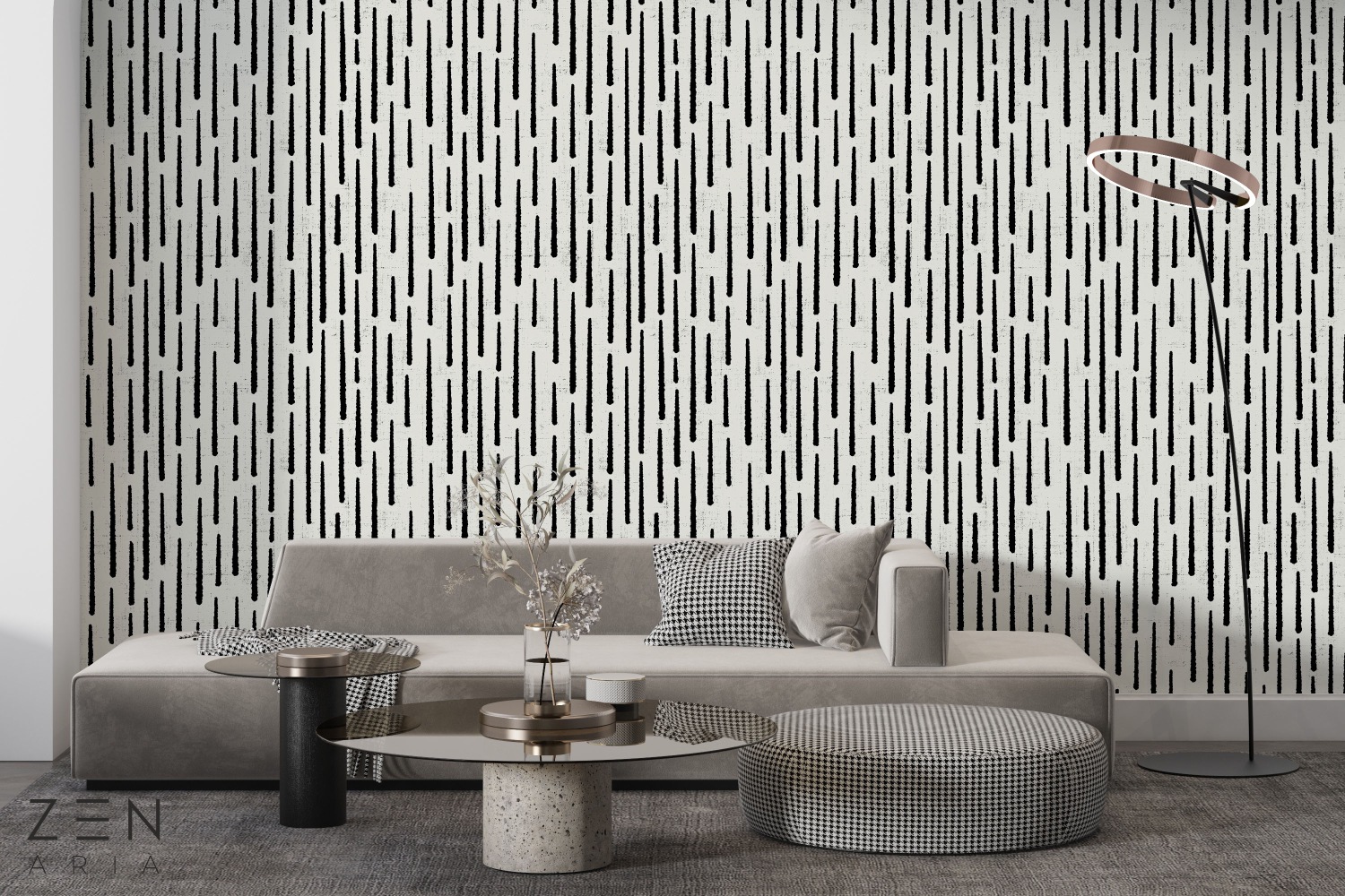 Repeat and Lines Linii si Repetate Mural Wallpaper Fototapet Personalizat Zenaria Tapet Rhythmic Lines Negru