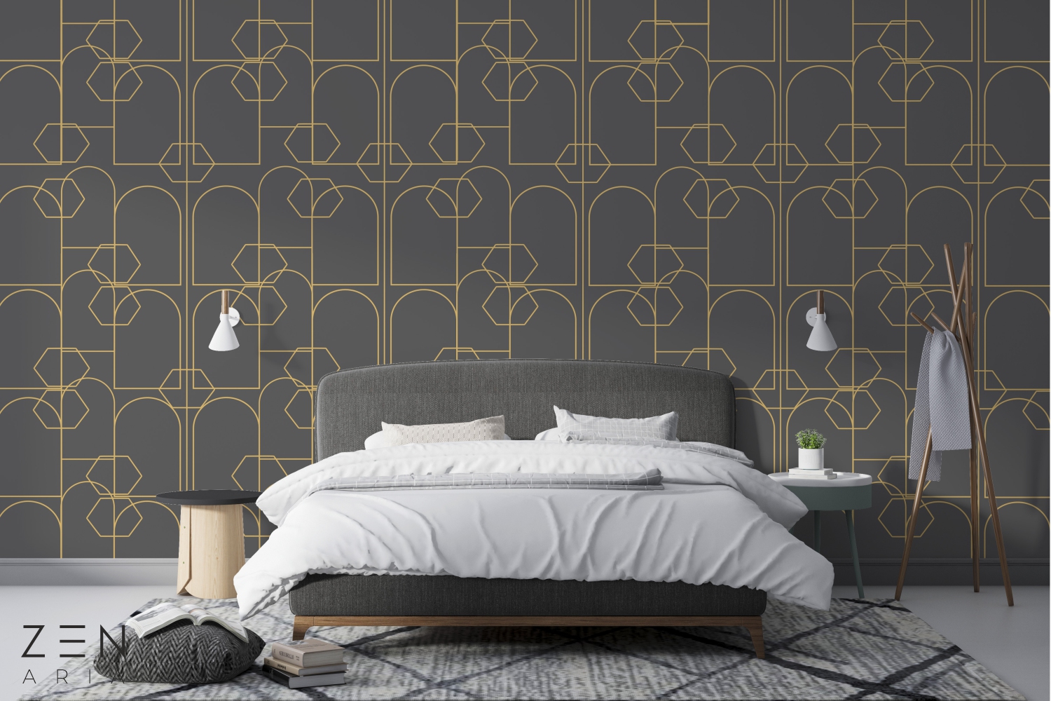 Arches and Form Arce si Forme Mural Wallpaper Fototapet Personalizat Zenaria Tapet Regal Geometry Maro