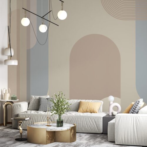 Curves and Lines Linii si Semi Cerc Mural Wallpaper Fototapet Personalizat Zenaria Tapet Hideaway Hues Crem