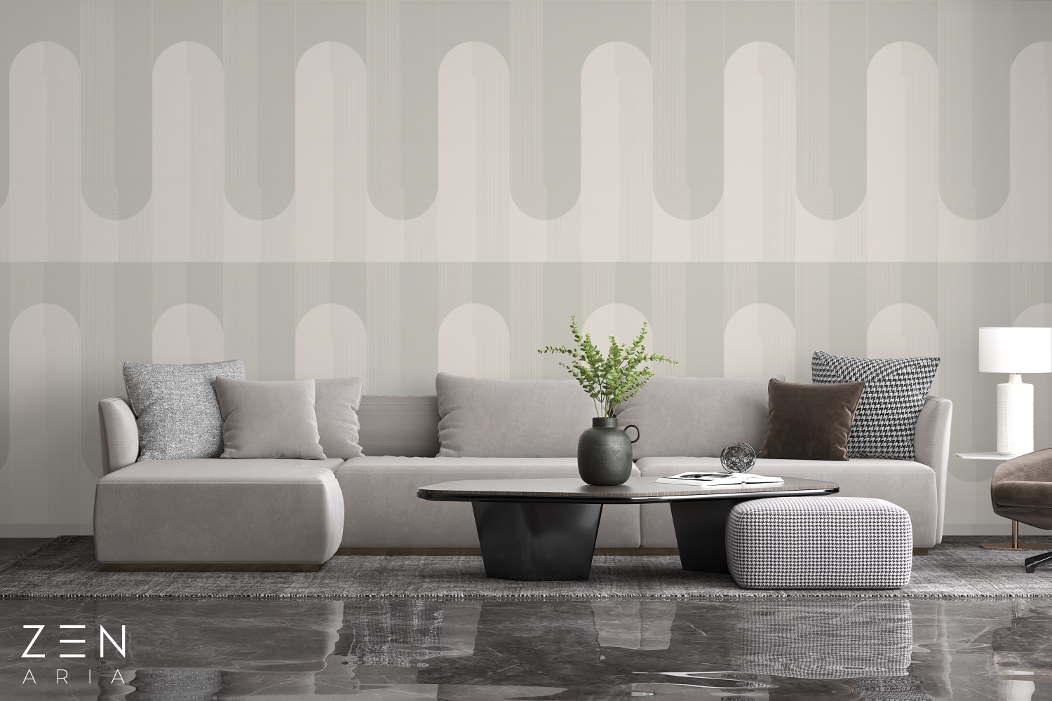 Waves and Symmetry Simetrie si Arce Mural Wallpaper Fototapet Personalizat Zenaria Tapet Deco Harmony